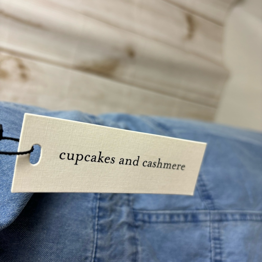Cupcakes and Cashmere Ladonna Washed Denim Button Up Dress Chambray Size 8 - Picture 6 of 11